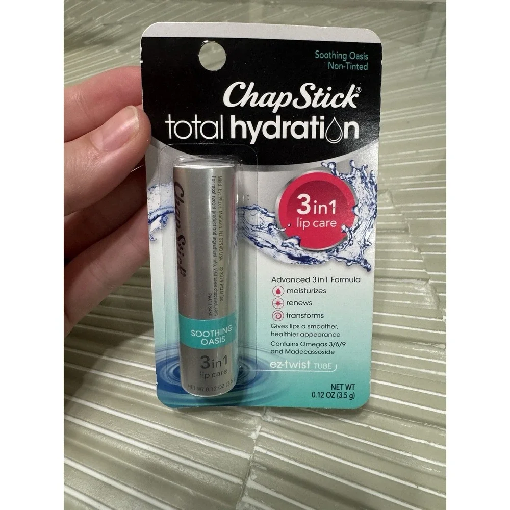 Lot of 2 ChapStick Total Hydration Soothing Oasis 3-in-1 Lip Care NEW Sealed Dis